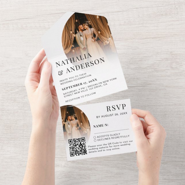 Casamento Único de Foto do Código QR 2 Elegante Mo (Aba destacável)
