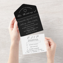 Casamento Único de Script Minimalista Negro Elegan