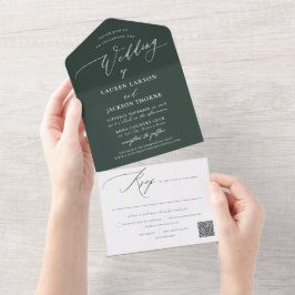 Casamento Verde da Floresta de Caligrafia Moderna