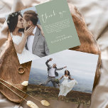 Casamento Verde Da Sage Do Orçamento Obrigado Cart<br><div class="desc">Casamento de Orçamento Obrigado Cartões que têm uma foto na frente e atrás. Os cartões de agradecimento contêm uma tipografia cursiva moderna,  escrita com letra de mão,  que é elegante,  simples e moderna para usar após a celebração do dia do casamento.</div>