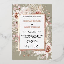 Casamento Verde de rosa Dourado Floral Boho Sage