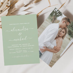 Casamento Verde de Sábado Orçamental com Convite