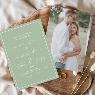 Casamento Verde de Sábado Orçamental com Convite