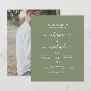 Casamento Verde de Sábado Orçamental com Convite F