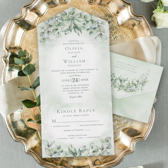 Casamento Verde de Watercolor Eucalyptus Greenery  (Criador carregado)