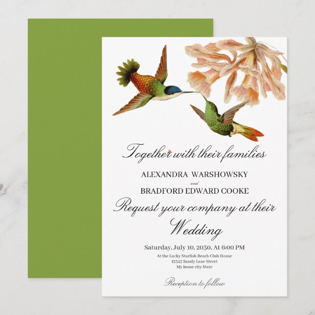 Casamento Verde do Elegante Hummingbird Lily Sage (Frente/Verso)