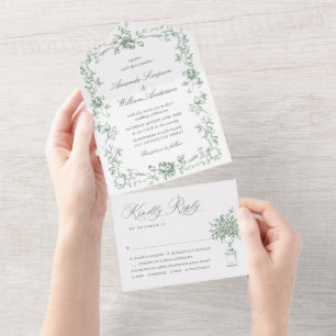 Casamento Verde do Ornamentado Floral Sage