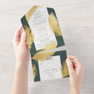 Casamento Verde Dourado Tropical Escuro de Palm Mo