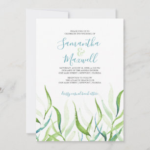 Casamento Verde e Branco com Aquarela Botânica