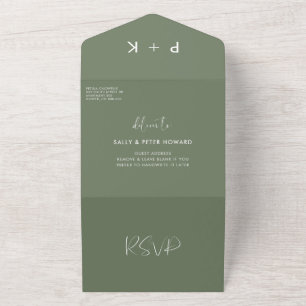 Casamento verde elegante e moderno do sábio escuro