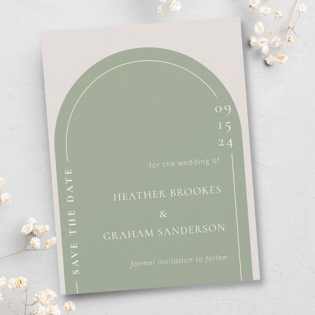 Casamento Verde Elegante Simples Salve a Data (Criador carregado)