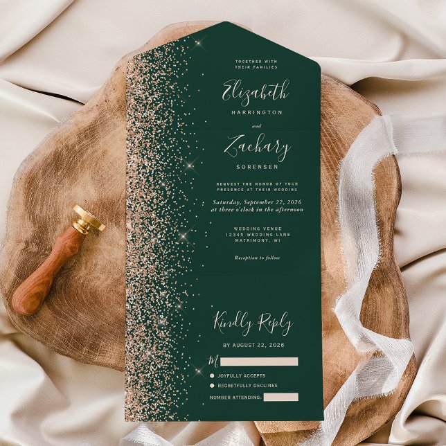 Casamento Verde Esmeralda Brilho de Pêssego (Criador carregado)