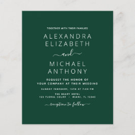 Casamento Verde Esmeralda de Orçamento com Convite