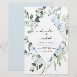 Casamento Verde Floral Azul Dusty