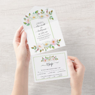 Casamento verde-floral, cor-de-rosa-branca, rosa