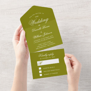 Casamento Verde Oliva Caligrafia Elegante RSVP