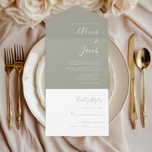 Casamento Verde Oliva Minimalista com Letra Modern