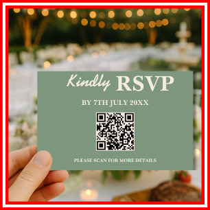 Casamento Verde Salvia   Cartão de Resposta RSVP c