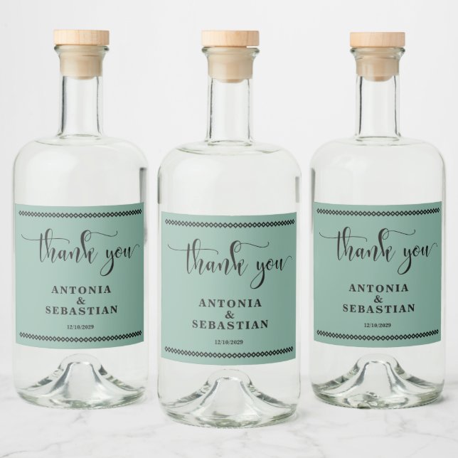 Casamento Verde Salvia Moderno (Garrafas)