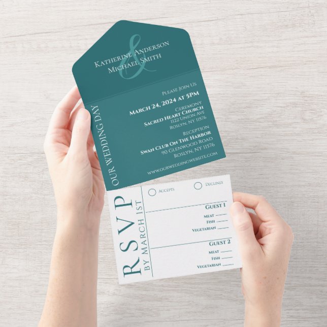 Casamento Verde Simples Moderno - (Aba destacável)