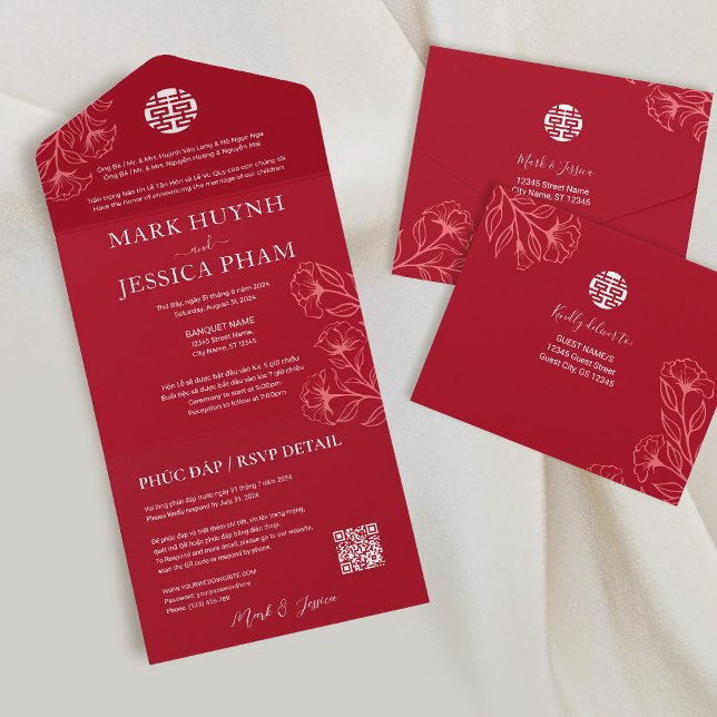 Casamento Vermelho Bilingue Vietnamita Inglês (Criador carregado)