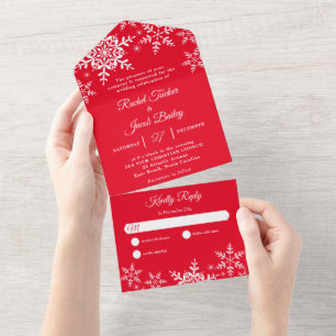 Casamento Vermelho Brilhante de Natal em Flocos de