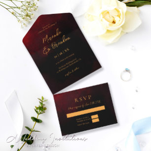 Casamento Vermelho Negro Dourado Elegante