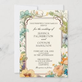 Casamento vintage Art Nouveau Convite Floral
