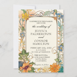 Casamento vintage Art Nouveau Convite Floral