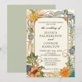 Casamento vintage Art Nouveau Convite Floral