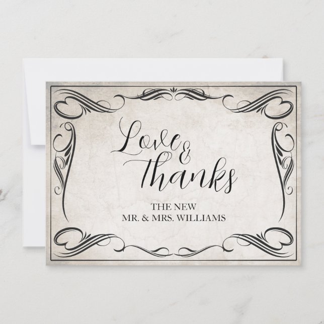Casamento Vintage Black Art Deco Agradecimento (Frente)
