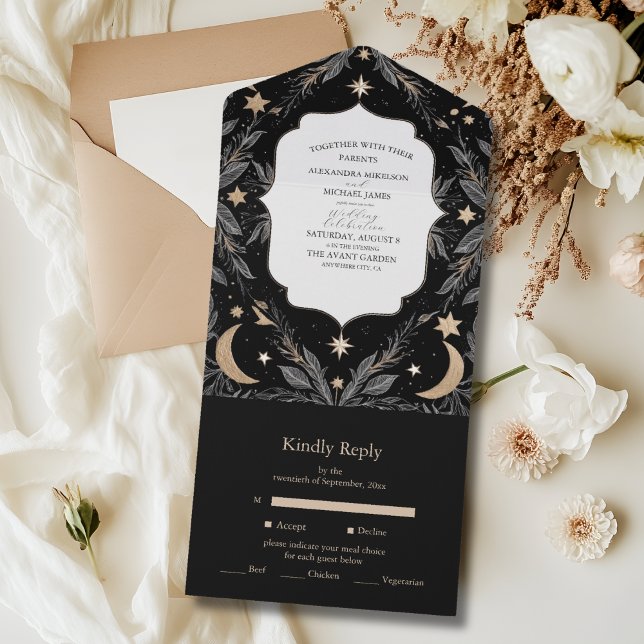 Casamento Vintage Botânico Celestial Lua Estrelas (Criador carregado)