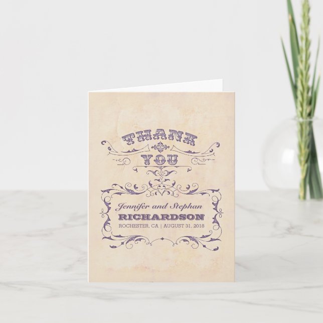 Casamento vintage - cartas de agradecimento (Frente)