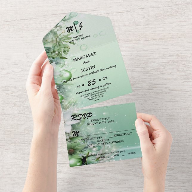 Casamento vintage de água verde de inverno (Aba destacável)