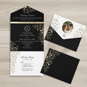 Casamento Vintage Dourado Preto e Branco