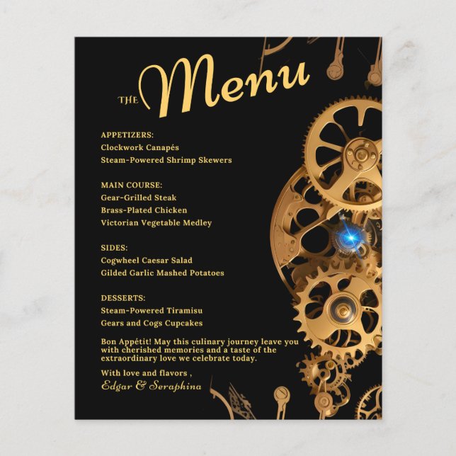 Casamento vintage Dourado Steampunk Extravaganza (Frente)