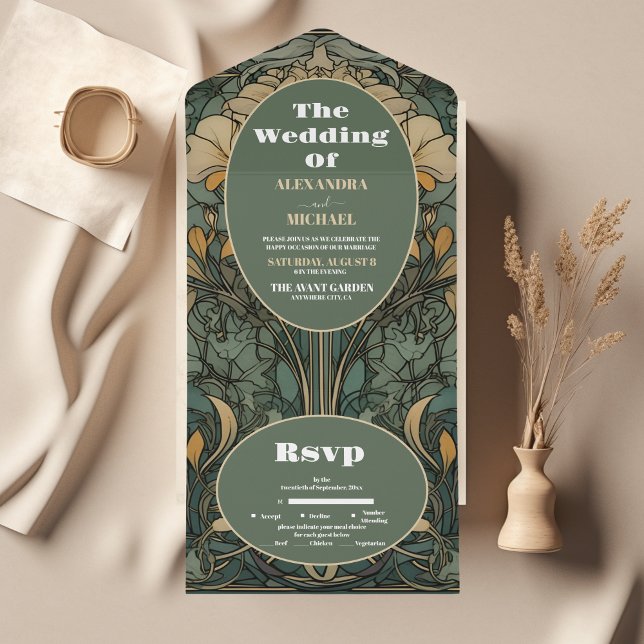 Casamento Vintage Floral Art Nouveau (Criador carregado)