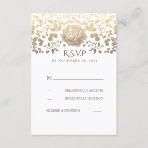 Casamento vintage floral branco e Dourado RSVP
