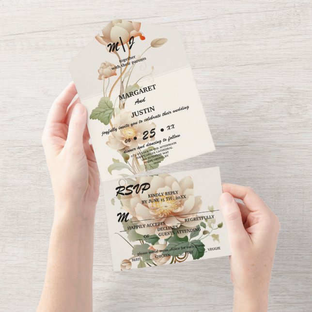 Casamento vintage Lotus Flower (Tearaway)