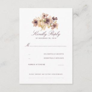 Casamento vintage RSVP de Flores de Aquarela