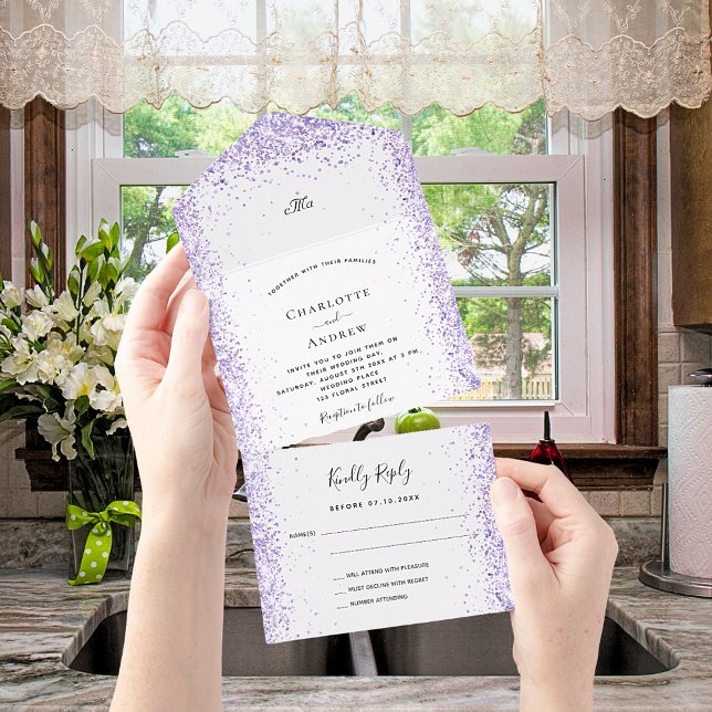 Casamento violeta de confetti branco de lavanda (Criador carregado)