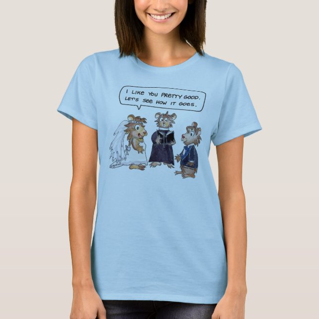Casamento Vows Hamsters Cartoon Custom T-Shirt (Frente)