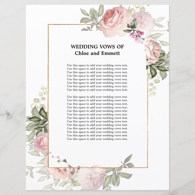 Casamento Vows Pink Rose Floral (Frente)