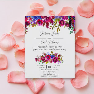 Casamento Watercolor Bright Floral Jewel Tone Red