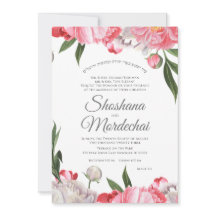Casamento Watercolor Floral com Convite Hebraico