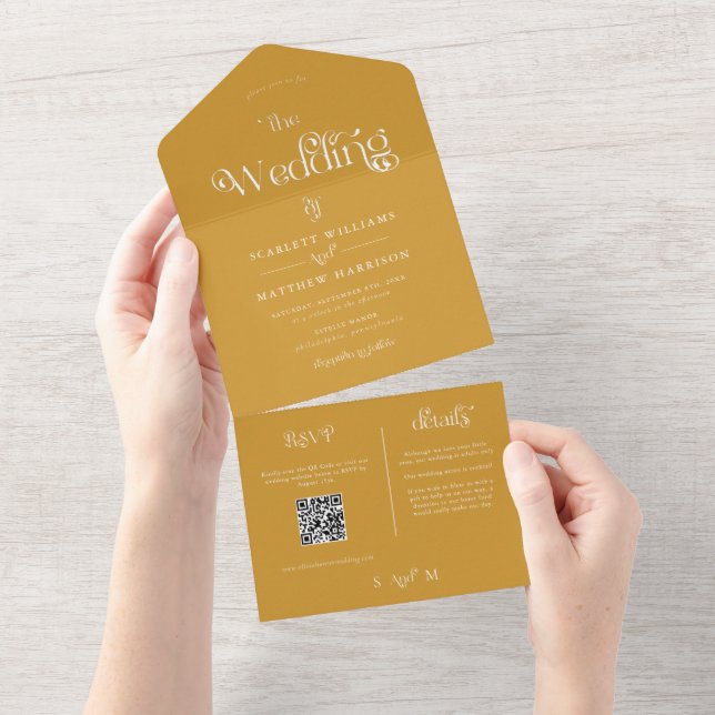Casamento Whimsical Amarelo de Mostarda Elegante (Aba destacável)