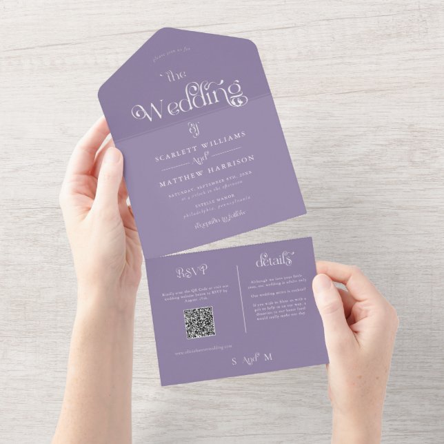 Casamento Whimsical Com Púrpura Elegante (Aba destacável)
