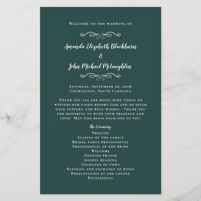 Casamentos Elegantes Programas de Cerimônia Modern (Frente)