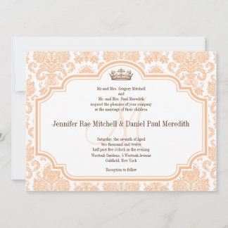 Casamentos vintage Convites Peach Damask