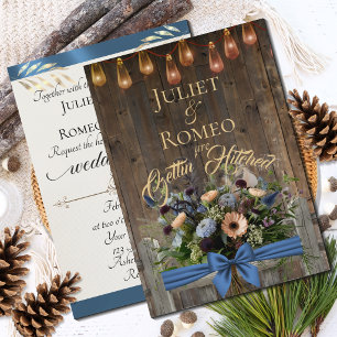 Casando-se com Flores Silvestres e Fita - Azul